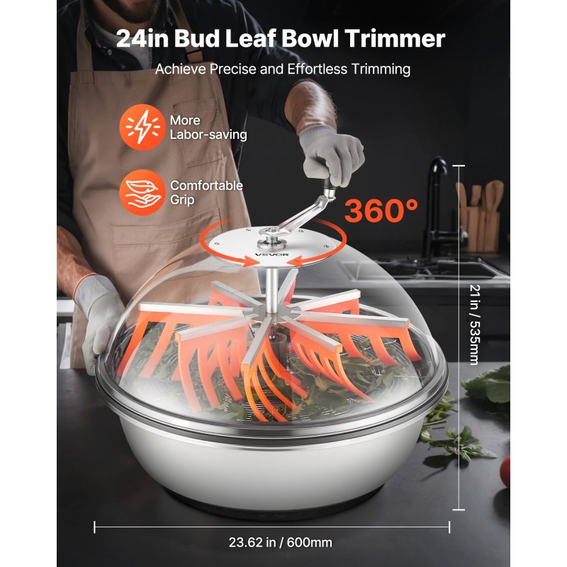 Manuaalinen 24 tuuman kulhotrimmeri ruostumattomasta teräksestä kolmella terällä