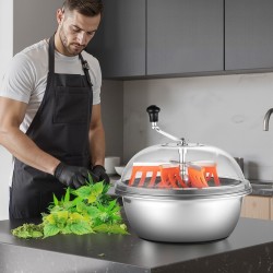 Manuaalinen kulhosilppuri ruostumaton teräskulho läpinäkyvä muovikansi lehdille nupuille kukille