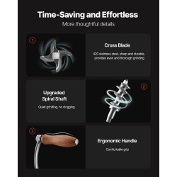 Käsikäyttöinen lihamylly ruostumatonta terästä pöytäkiinnityksellä kahdella leikkuulevyllä ja makkarasuppiloilla