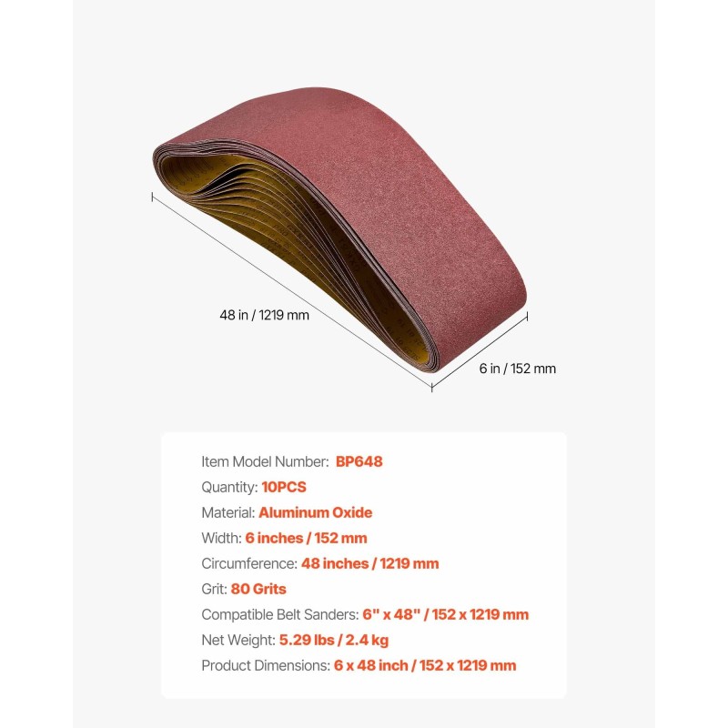 Hiomanauhat 152 x 1219 mm 80 karkeus alumiinioksidi 10 kpl nauhahiomakoneisiin