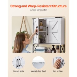 Seinään kiinnitettävä kylpyhuonekaappi lastulevy-MDF 660×495×180 mm valkoinen 2 ovea avohylly