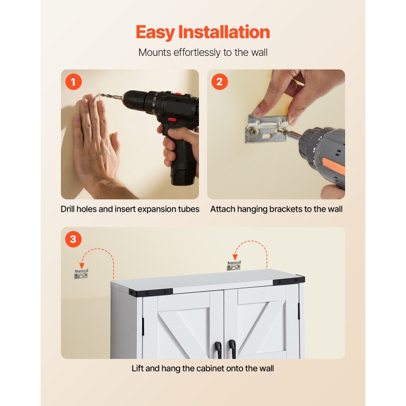 Seinään kiinnitettävä kylpyhuonekaappi lastulevy-MDF 660×495×180 mm valkoinen 2 ovea avohylly