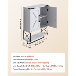 Seinään kiinnitettävä kylpyhuonekaappi lastulevy-MDF 660×495×180 mm valkoinen 2 ovea avohylly