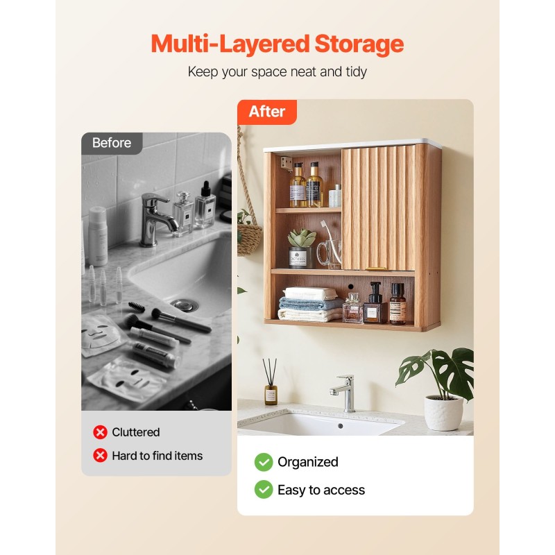 Seinäkaappi lastulevy MDF kolmitasoinen hylly avohylly ja suljettu kaappi kylpyhuoneeseen