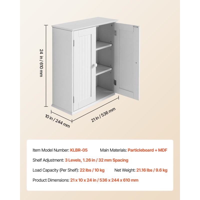 Seinäkaappi lastulevy ja MDF 536×244×610 mm 2 ovea 3-tasoinen hylly