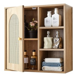 Seinäkaappi lastulevy ja MDF levy 600x250x600 mm 5 tasoinen säädettävä hylly kylpyhuoneeseen