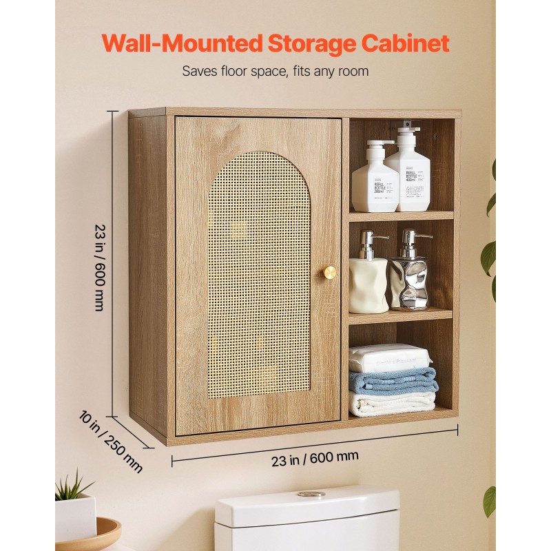 Seinäkaappi lastulevy ja MDF-levy 600x250x600 mm 5-tasoinen säädettävä hylly kylpyhuoneeseen