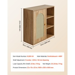 Seinäkaappi lastulevy ja MDF-levy 600x250x600 mm 5-tasoinen säädettävä hylly kylpyhuoneeseen