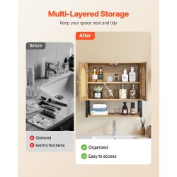 Kylpyhuoneen seinäkaappi lastulevy ja MDF-levy 600x249x600 mm 2-ovinen säädettävä 3-tasoinen hylly