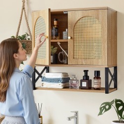 Kylpyhuoneen seinäkaappi lastulevy ja MDF-levy 600x249x600 mm 2-ovinen säädettävä 3-tasoinen hylly