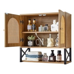 Kylpyhuoneen seinäkaappi lastulevy ja MDF-levy 600x249x600 mm 2-ovinen säädettävä 3-tasoinen hylly