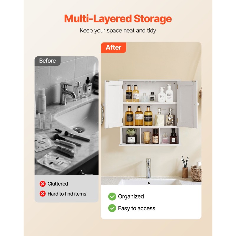 Seinäkaappi lastulevy ja MDF 560x180x585mm 2 ovea säädettävä kolmitasoinen hylly