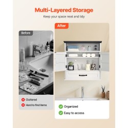 Kylpyhuoneen seinäkaappi lastulevy ja MDF 610×230×637 mm 2 ovea laatikko