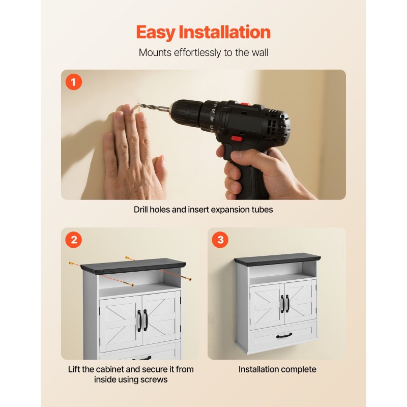 Kylpyhuoneen seinäkaappi lastulevy ja MDF 610×230×637 mm 2 ovea laatikko