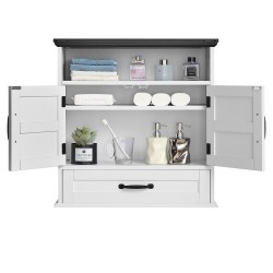 Kylpyhuoneen seinäkaappi lastulevy ja MDF 610×230×637 mm 2 ovea laatikko