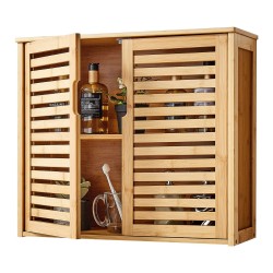 Seinäkaappi kahdella ovella ja säädettävällä kolmitasoisella hyllyllä kylpyhuoneeseen