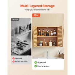Seinäkaappi kahdella ovella ja säädettävällä kolmitasoisella hyllyllä kylpyhuoneeseen