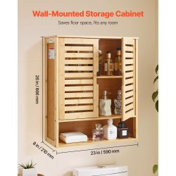 Seinäkaappi seinälle asennettava 2-ovinen säädettävä 3-tasoinen avohylly 590x210x666 mm