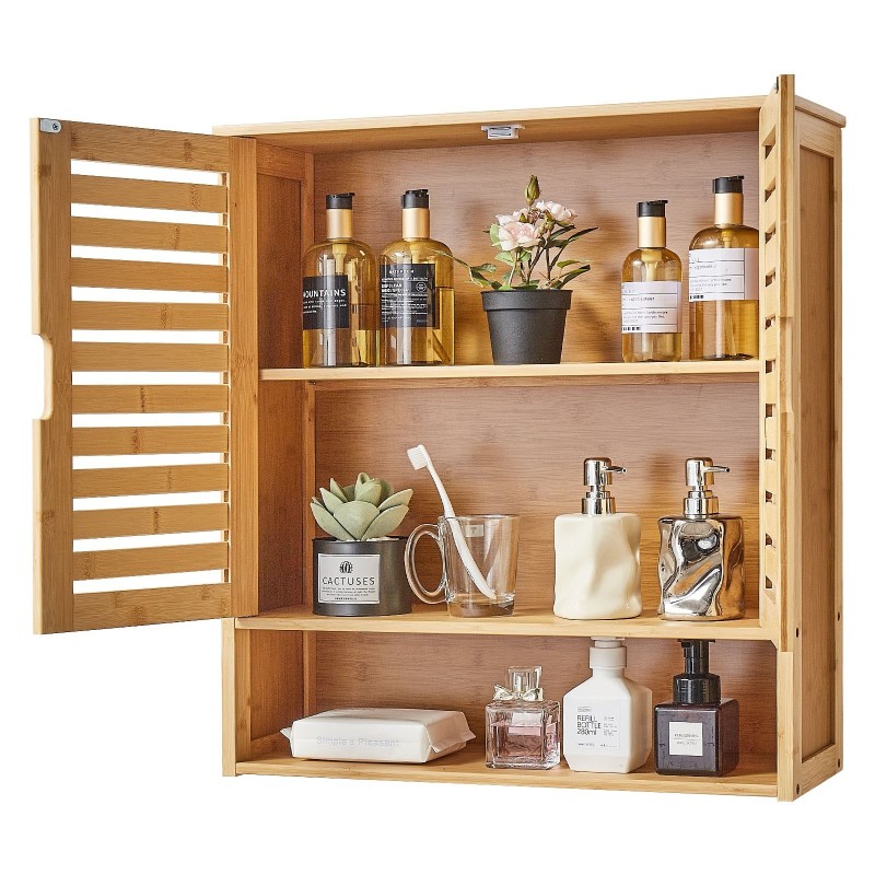 Seinäkaappi seinälle asennettava 2-ovinen säädettävä 3-tasoinen avohylly 590x210x666 mm