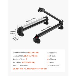 Katolle asennettava suksi- ja lumilautateline alumiiniseos kuusi paria lukittava sopii poikittaiskiskoihin