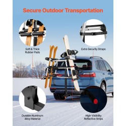 Vetokoukkuun asennettava suksi- ja lumilautateline 50 mm vastaanottimeen jopa 6 paria lukittava