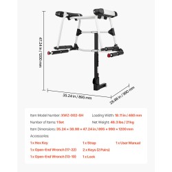 Vetokoukkuun asennettava suksi- ja lumilautateline 50 mm vastaanottimeen jopa 6 paria lukittava