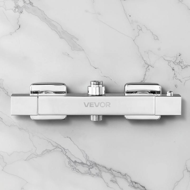 Termostaattinen suihkuhana messinkirunko kromattu pinta kaksinuppinen säätö 38 asteen turvalukitus