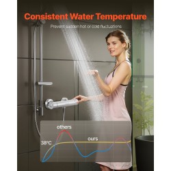 Termostaattinen suihkusekoitusventtiili messinkirunko kromipinnoite G1/2-liitännät kaksoisäätö 20–50 asteen lämpöalue