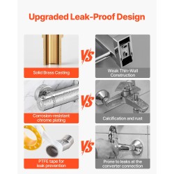 Termostaattinen suihkusekoitusventtiili messinkirunko kromipinnoite G1/2-liitännät kaksoisäätö 20–50 asteen lämpöalue