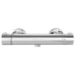 Termostaattinen suihkusekoitusventtiili messinkirunko kromipinnoite G1/2-liitännät kaksoisäätö 20–50 asteen lämpöalue