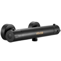 Termostaattinen suihkuventtiili messinkirunko mattamusta turvalukitus kaksi säätönuppia