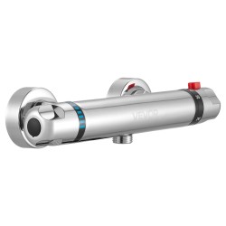 Termostaattinen suihkusekoitin messinkirunko kromipinnoitettu 38 asteen turvalukitus kaksi nuppia