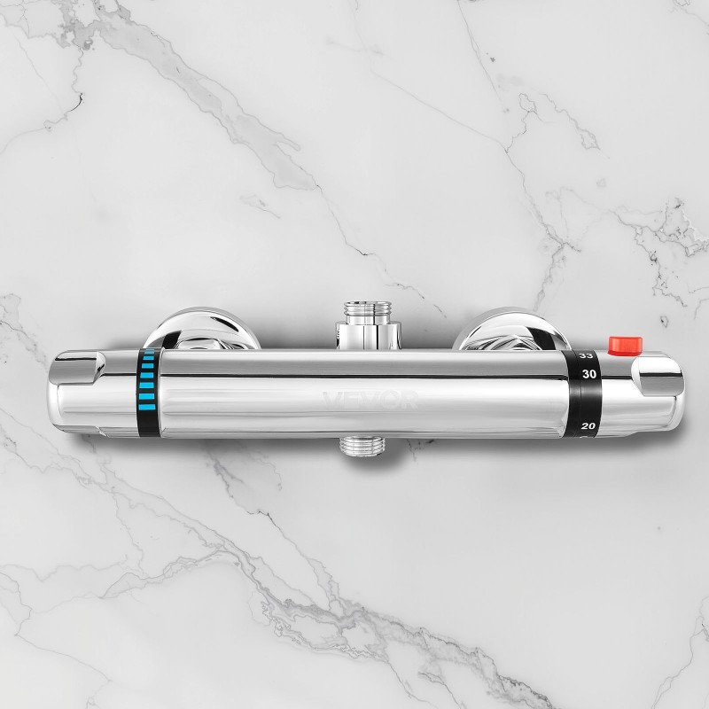 Termostaattinen suihkusekoitin messinkirunko kromipinnoitettu 38 asteen turvalukitus kaksi nuppia