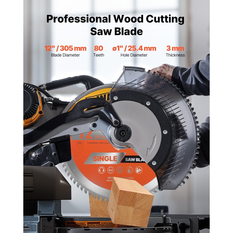 Pyörösahanterä 305 mm 80 hammasta 65Mn-teräs puun sahaukseen