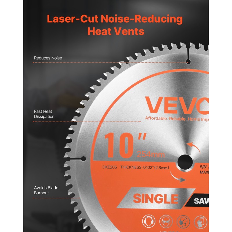 Metallin katkaisuterä 254 mm 80 hammasta 65Mn alumiinin katkaisuun