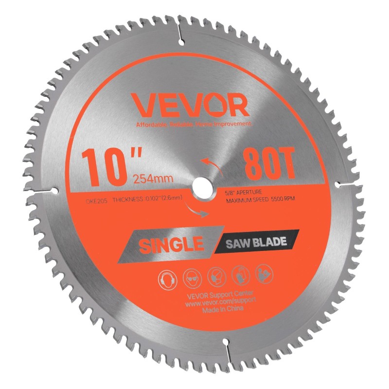 Metallin katkaisuterä 254 mm 80 hammasta 65Mn alumiinin katkaisuun
