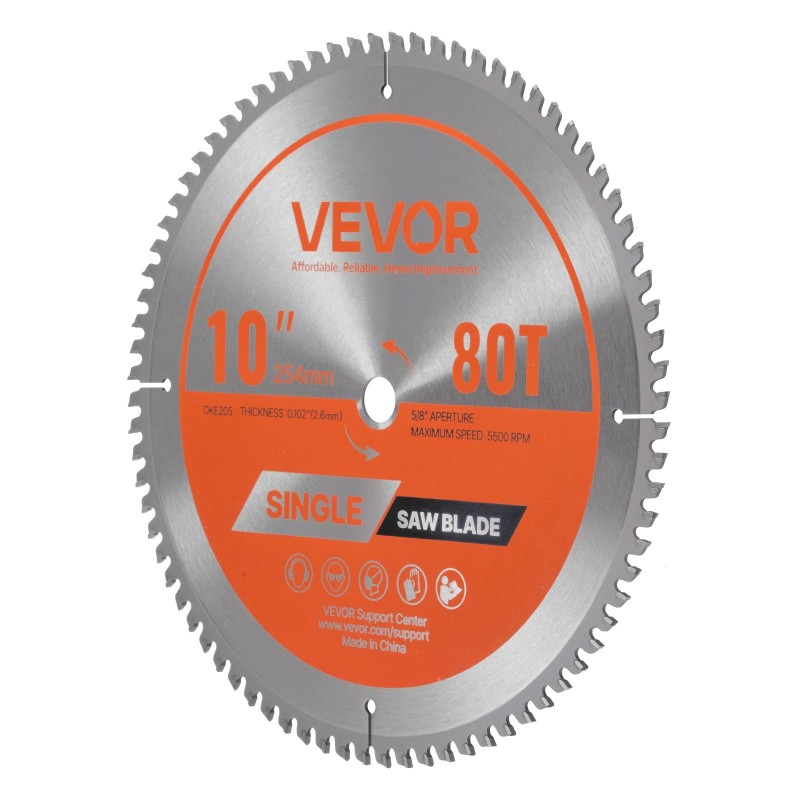 Metallin katkaisuterä 254 mm 80 hammasta 65Mn alumiinin katkaisuun