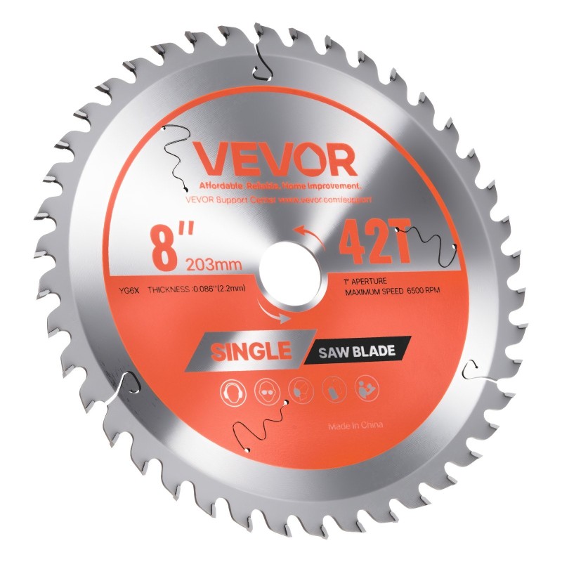Pyörösahanterä 203 mm 65Mn teräs 42 hammasta 25,4 mm keskireikä