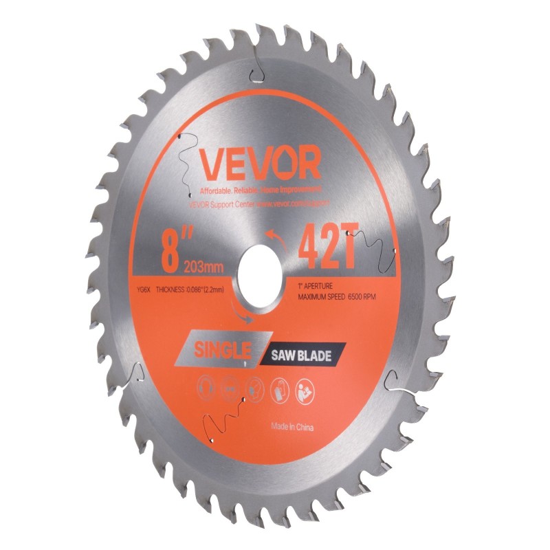 Pyörösahanterä 203 mm 65Mn teräs 42 hammasta 25,4 mm keskireikä