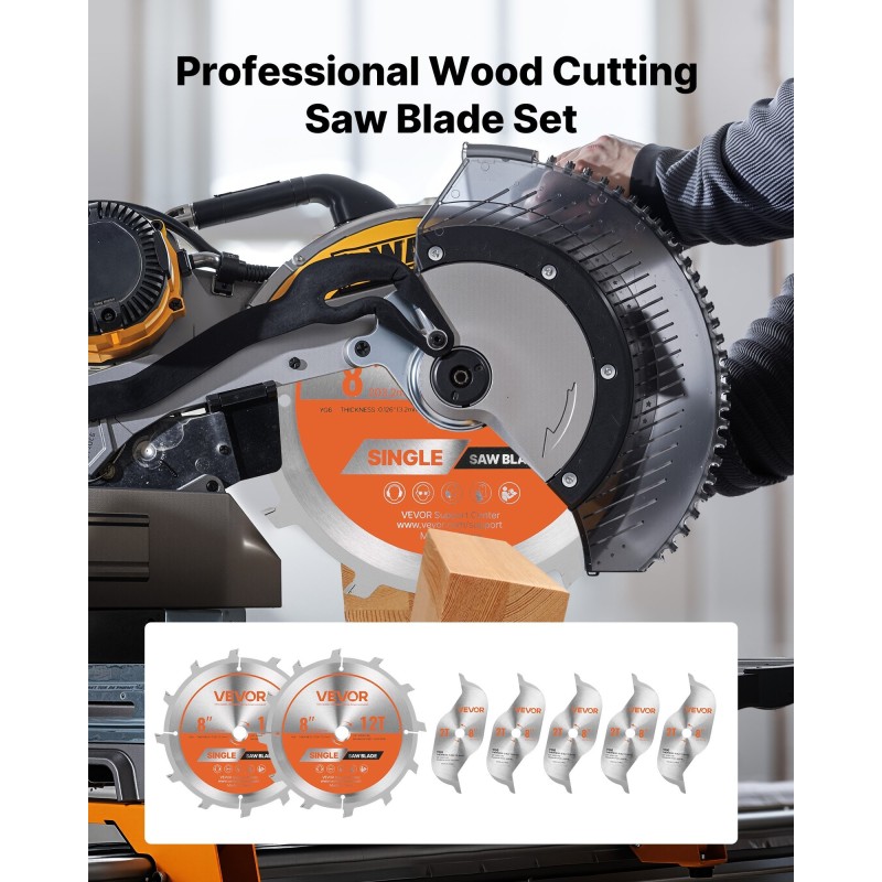 Dado-teräsarja 203 mm 65Mn 7 osaa puulevyille pöytäsahoihin