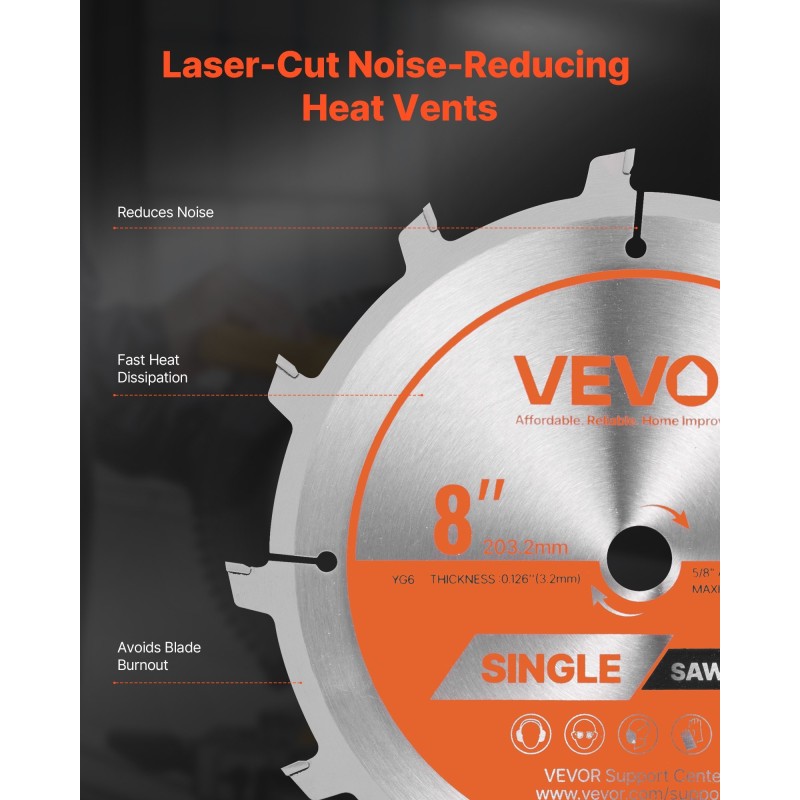 Dado-teräsarja 203 mm 65Mn 7 osaa puulevyille pöytäsahoihin
