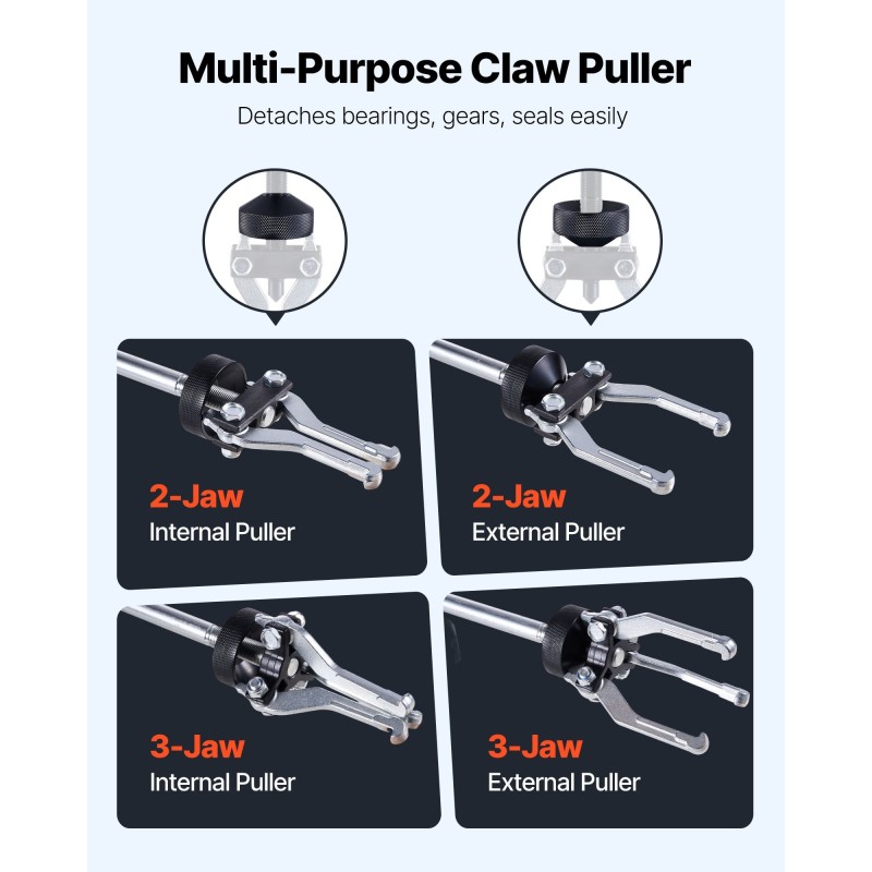 Ulosvetosarja 9-suuntainen liukuvasara 15-osainen T-kahvalla etupyörän ja takapyörän napoihin