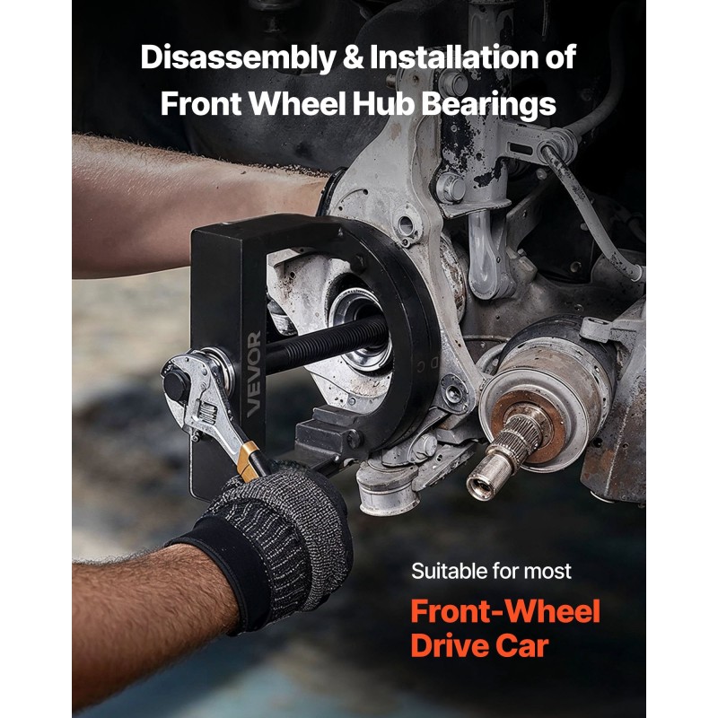 Pyörännavan ja laakerin irrotus- ja asennussarja raskaan sarjan teräksestä etuvetoisille autoille