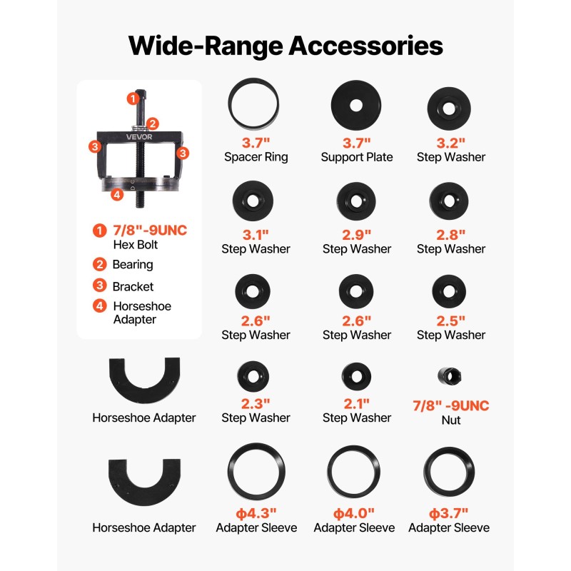 Pyörännavan ja laakerin irrotus- ja asennussarja raskaan sarjan teräksestä etuvetoisille autoille