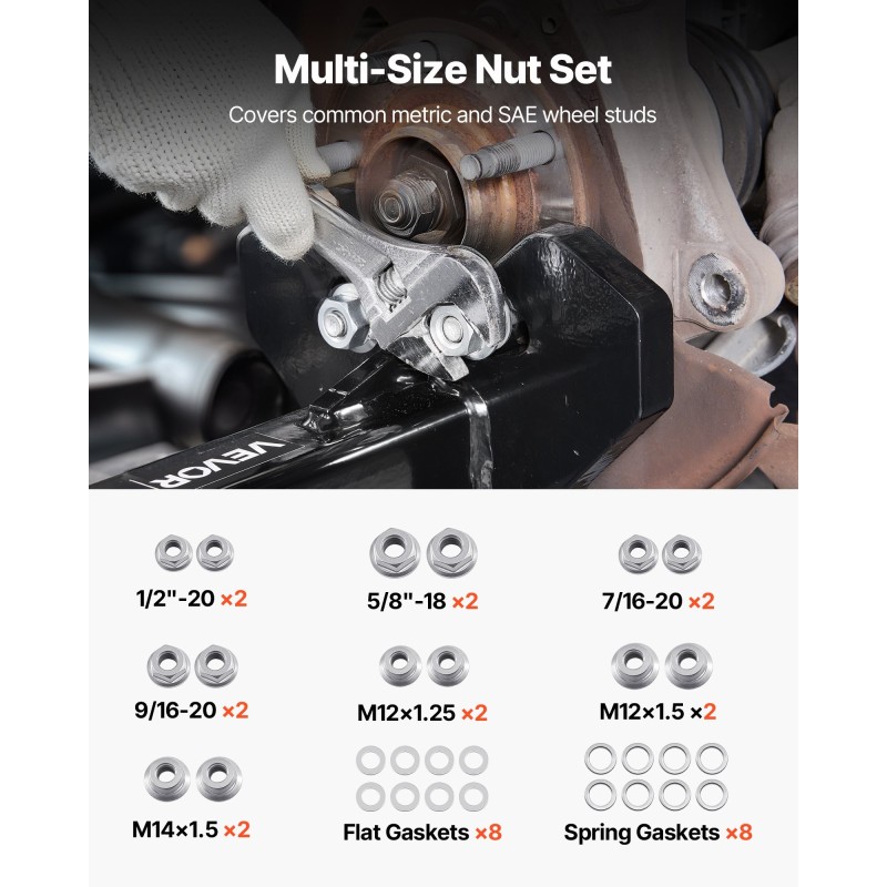 Pyöränlaakerin ja navan irrotustyökalu 1-tuumaisella vahvistetulla kiinnityslevyllä E-pinnoituksella 5-6-8-pulttisiin navoihin