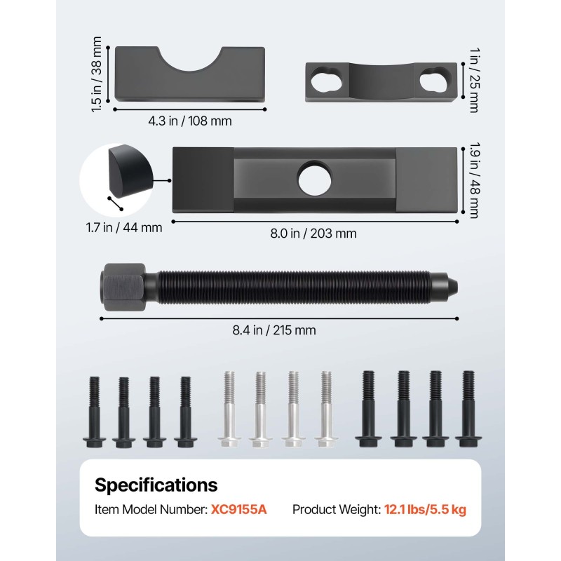 Laippavedinsarja raskaan käytön teräksinen 1-7/8–2-3/16 tuumaa vetoakseleille muovilaukulla