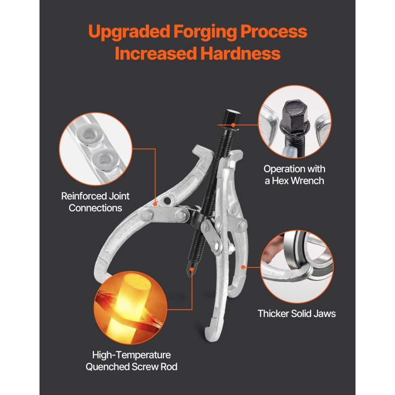 Ulosvetäjäsarja neliosainen kolme, neljä, kuusi ja kahdeksan tuumaa hammaspyörille ja laakereille