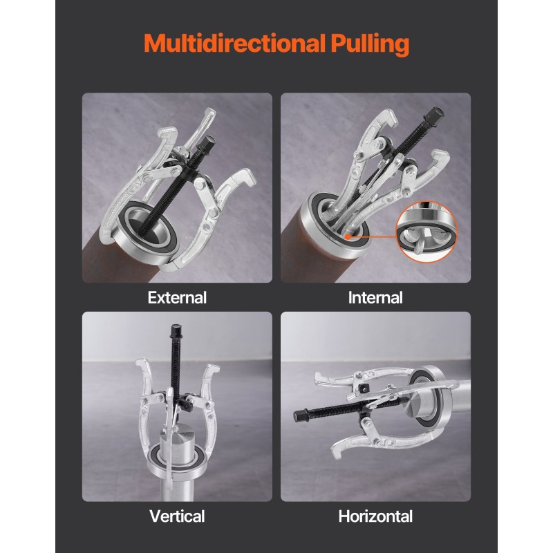 Ulosvetäjäsarja neliosainen kolme, neljä, kuusi ja kahdeksan tuumaa hammaspyörille ja laakereille