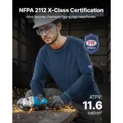 Pitkähihainen palosuojattu T-paita täysin puuvillainen 2XL tummansininen ammattikäyttöön