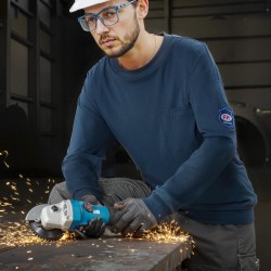 Pitkähihainen palosuojattu T-paita täysin puuvillainen 2XL tummansininen ammattikäyttöön